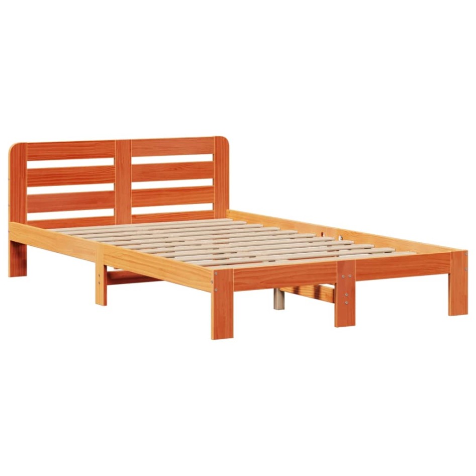 Cama con estantería sin colchón madera maciza marrón