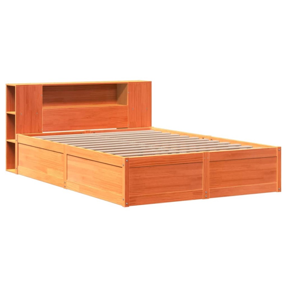 Estructura de cama sin colchón madera maciza marrón 135x190