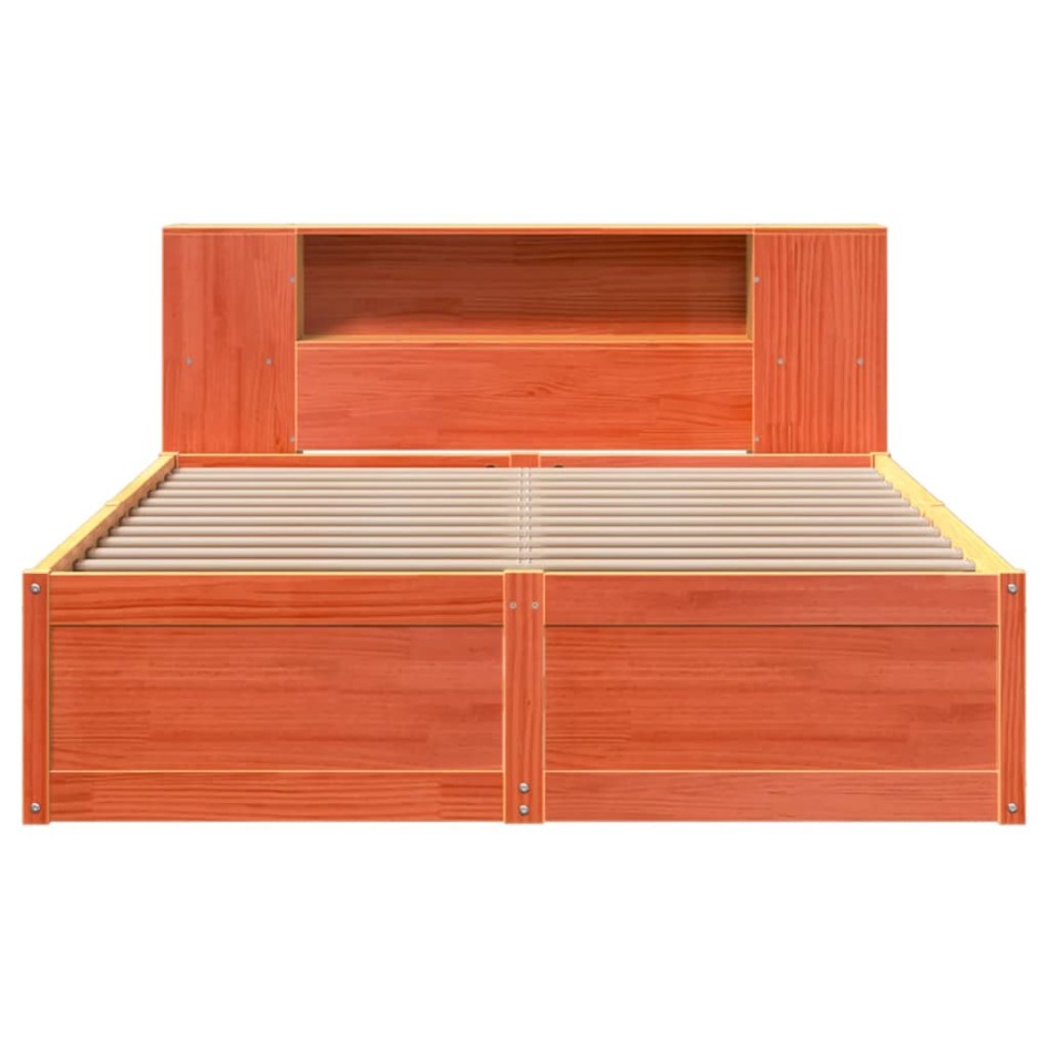 Estructura de cama sin colchón madera maciza marrón 135x190