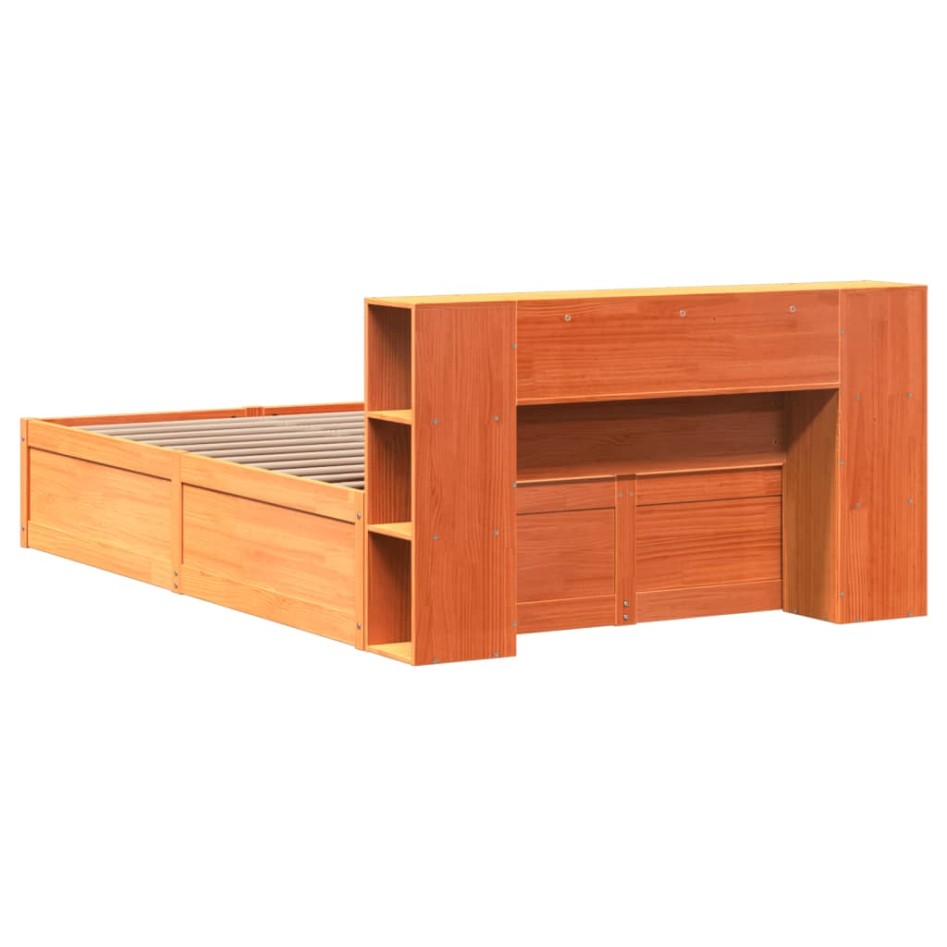 Estructura de cama sin colchón madera maciza marrón 135x190