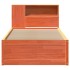 Cama sin colchón madera maciza de pino marrón cera 100x200