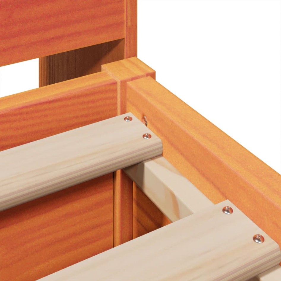 Cama sin colchón madera maciza de pino marrón cera 200x200