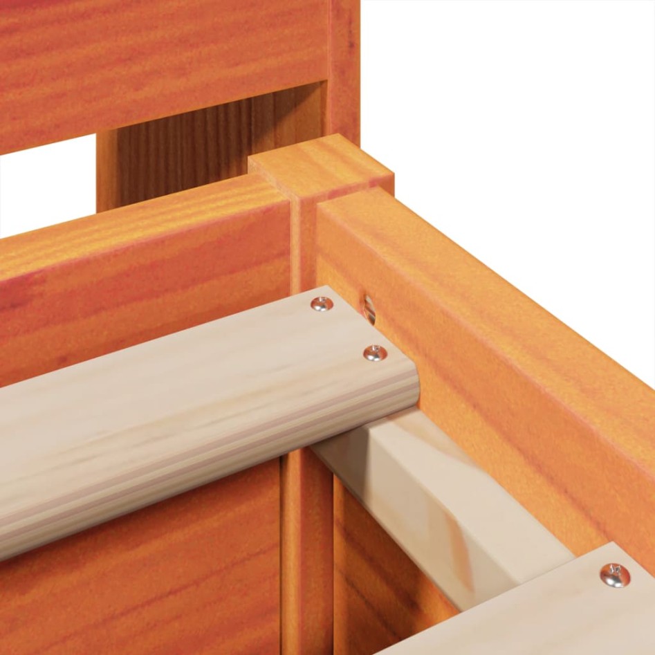 Cama sin colchón madera maciza de pino marrón cera 140x190