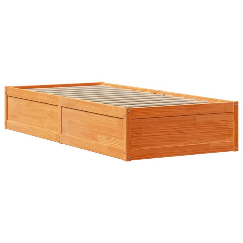 Estructura de cama sin colchón madera maciza marrón 90x190