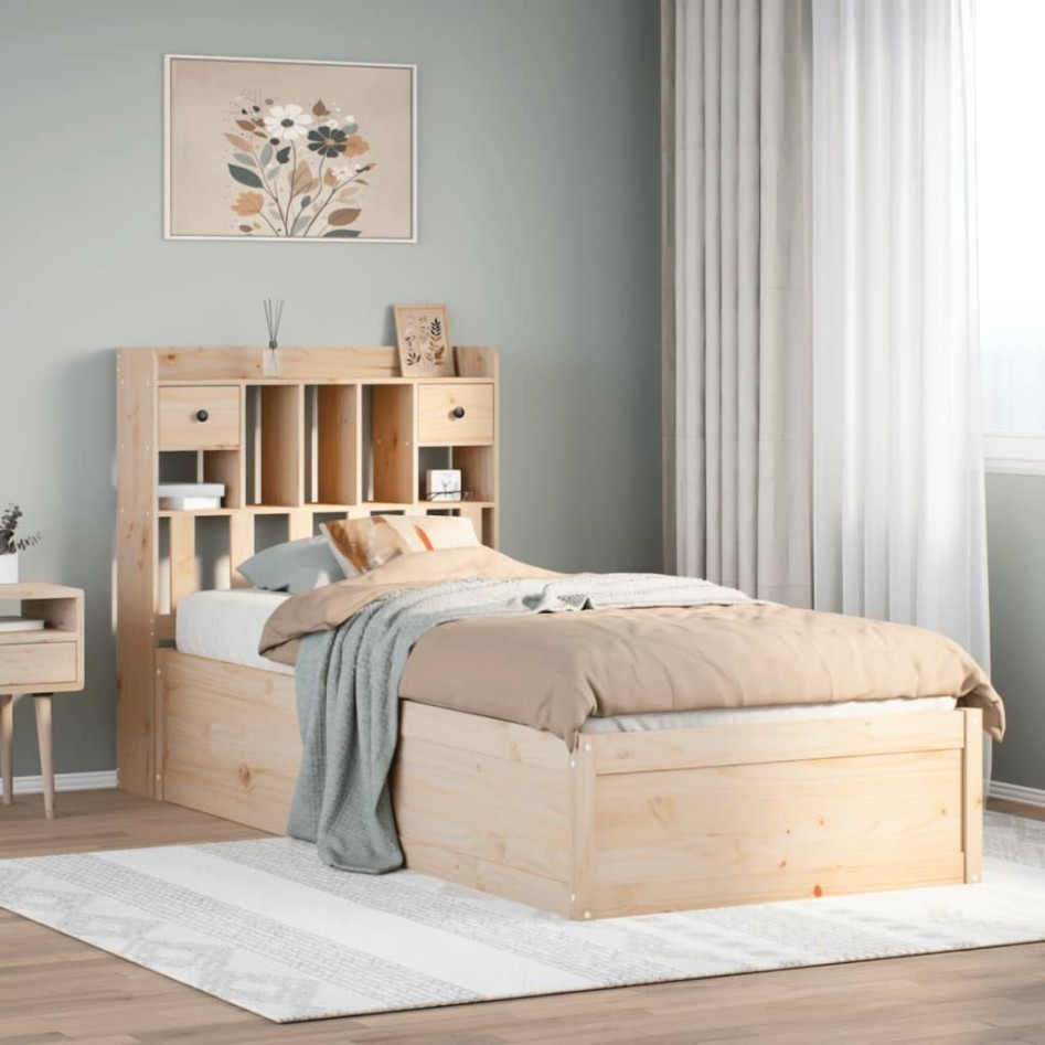 Estructura de cama sin colchón madera maciza de pino 90x190