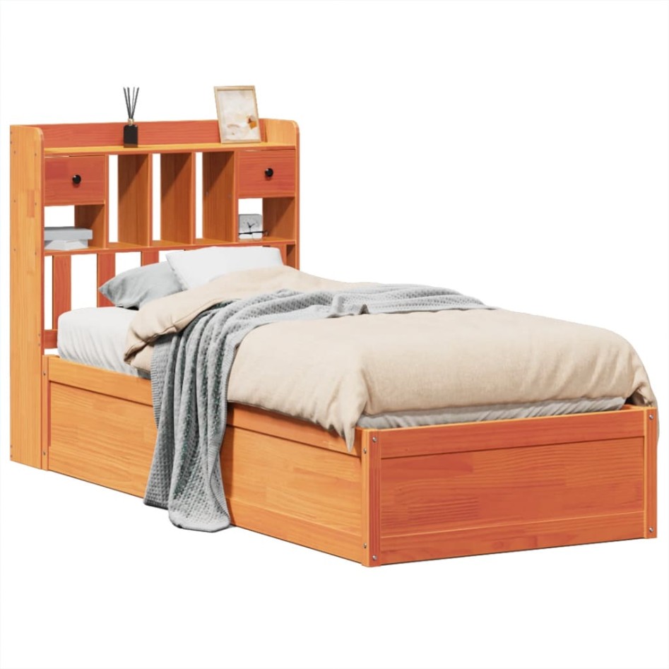 Estructura de cama sin colchón madera maciza marrón 75x190