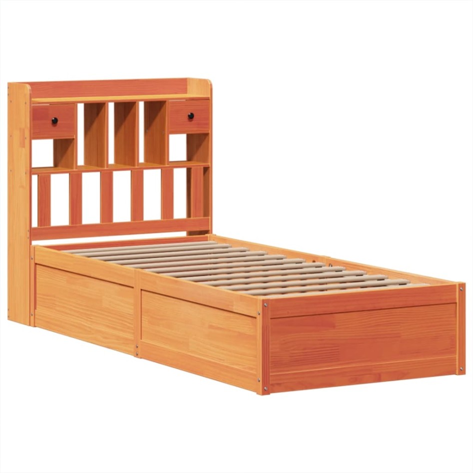 Estructura de cama sin colchón madera maciza marrón 75x190