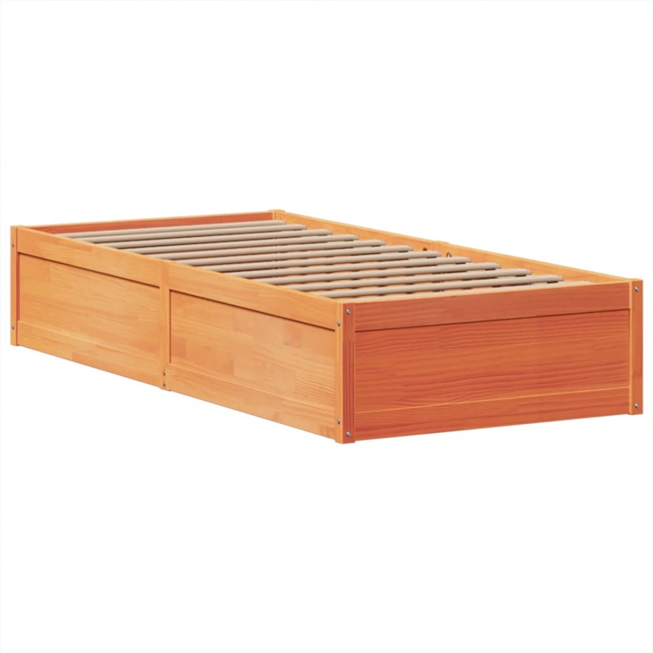 Estructura de cama sin colchón madera maciza marrón 75x190