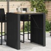 Mesa alta jardín superficie madera ratán PE negro 105x80x110 cm
