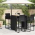 Mesa alta jardín superficie madera ratán PE negro 105x80x110
