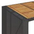 Mesa alta jardín superficie madera ratán PE negro 105x80x110