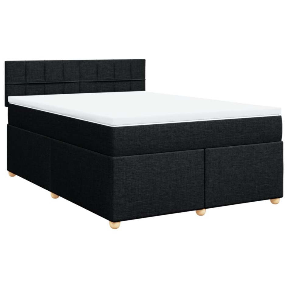 Cama box spring con colchón tela negro 160x200