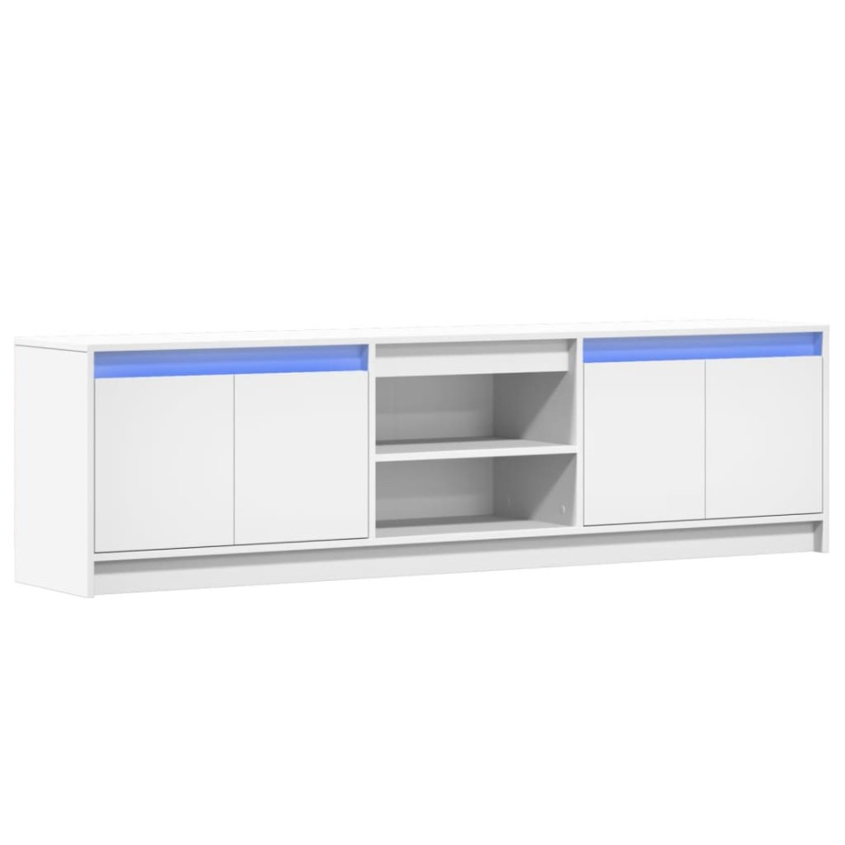 Mueble de TV con LED madera de ingeniería blanco 180x34x50