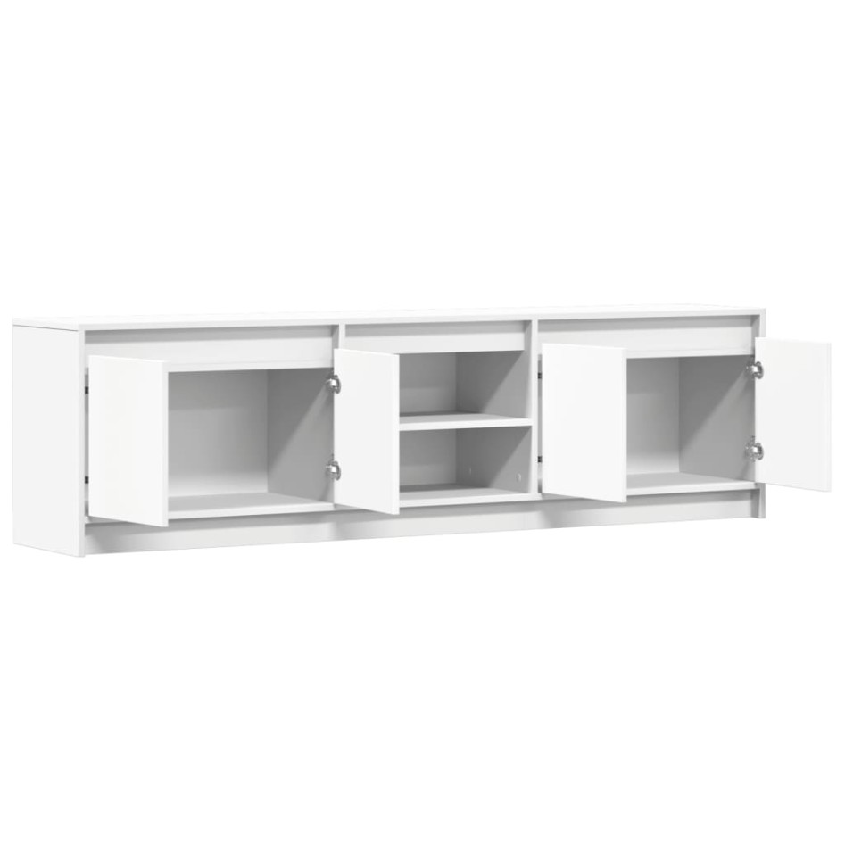 Mueble de TV con LED madera de ingeniería blanco 180x34x50