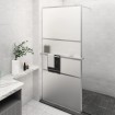 Mampara ducha con estante vidrio ESG y aluminio cromo 80x195 cm