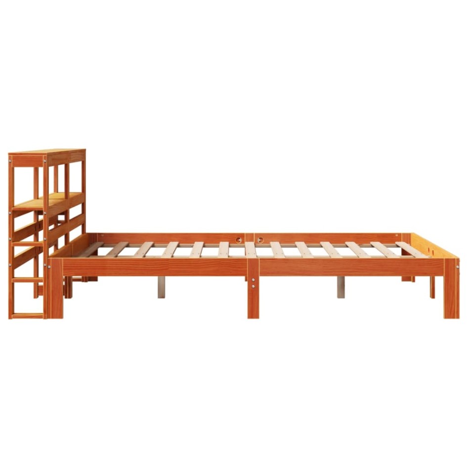 Cama sin colchón madera maciza de pino marrón cera 120x200