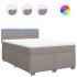 Cama box spring con colchón tela gris taupe 140x200