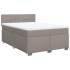 Cama box spring con colchón tela gris taupe 140x200