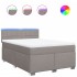 Cama box spring con colchón tela gris taupe 160x200