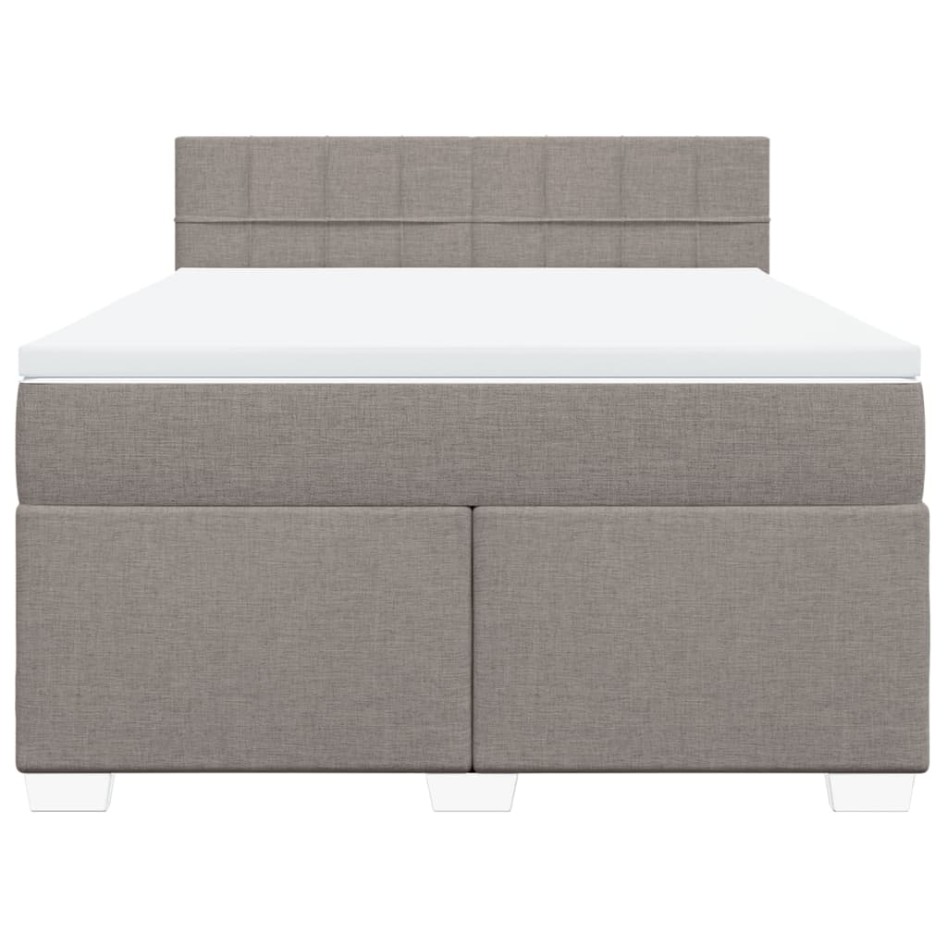 Cama box spring con colchón tela gris taupe 160x200