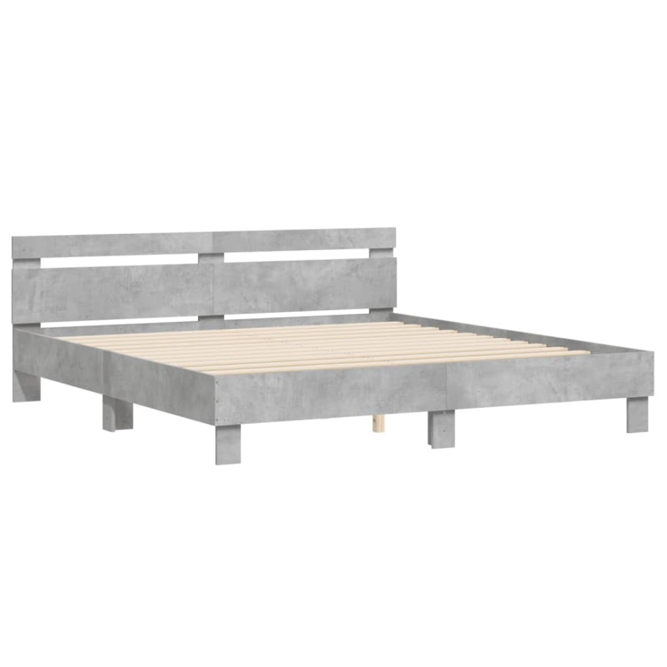 Cama con cabecero madera de ingeniería gris hormigón 180x200