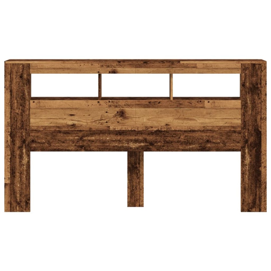 Cabecero con LED madera ingeniería envejecida 180x18,5x103,5