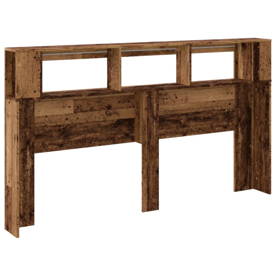 Cabecero con LED madera ingeniería envejecida 180x18,5x103,5