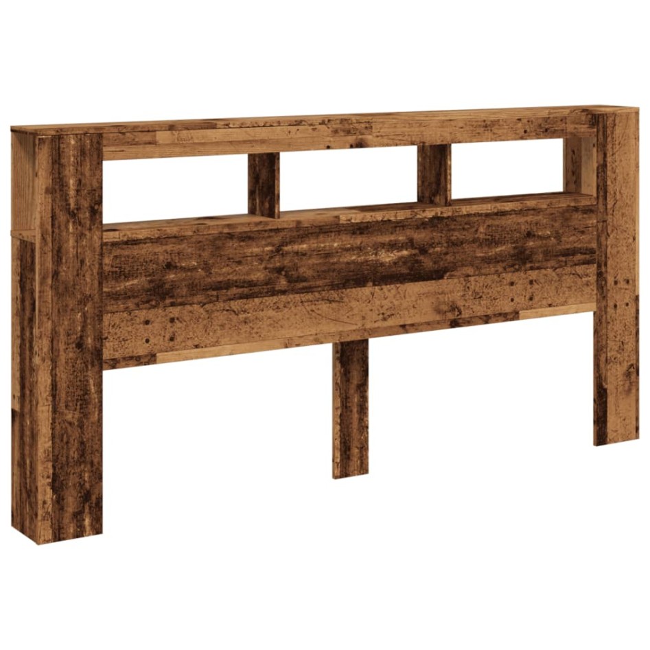 Cabecero con LED madera ingeniería envejecida 200x18,5x103,5
