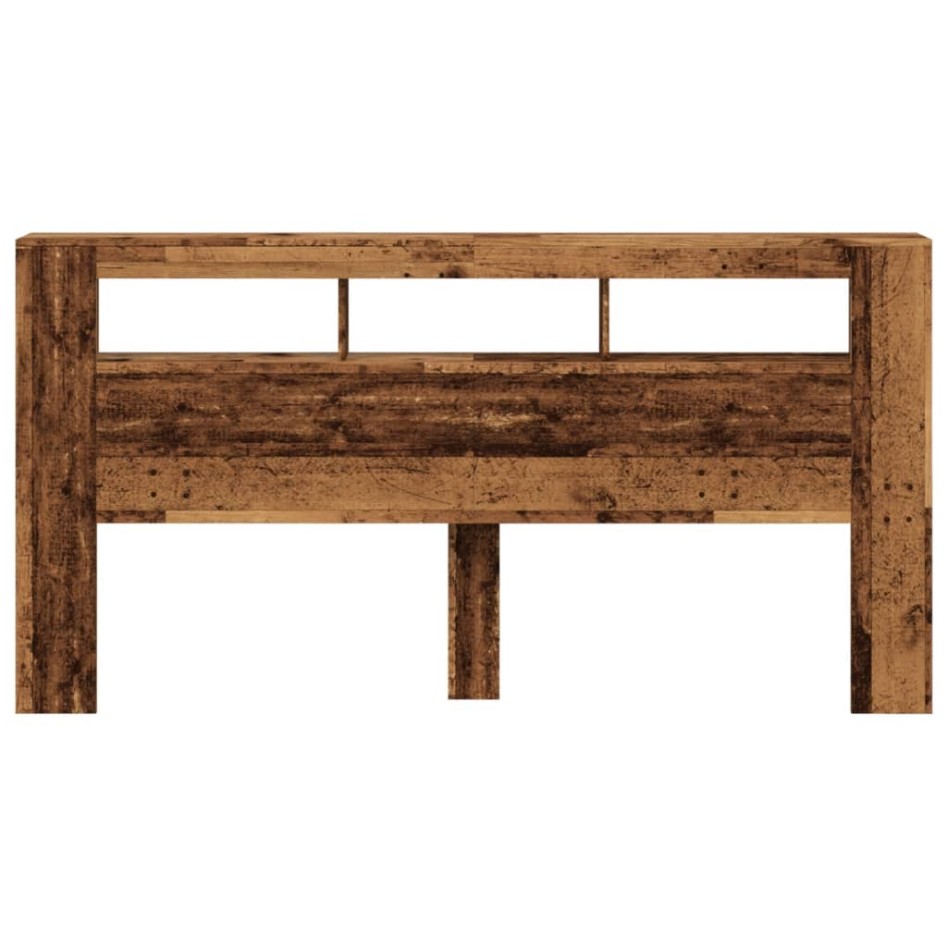 Cabecero con LED madera ingeniería envejecida 200x18,5x103,5