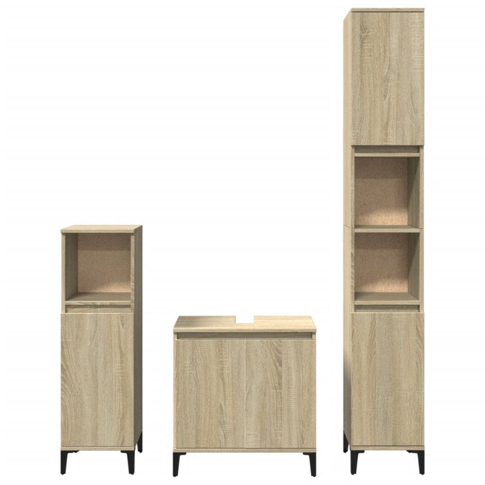 Set de muebles de baño 3 pzas madera contrachapada roble