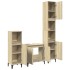 Set de muebles de baño 3 pzas madera contrachapada roble