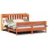 Cama con estantería sin colchón madera maciza marrón