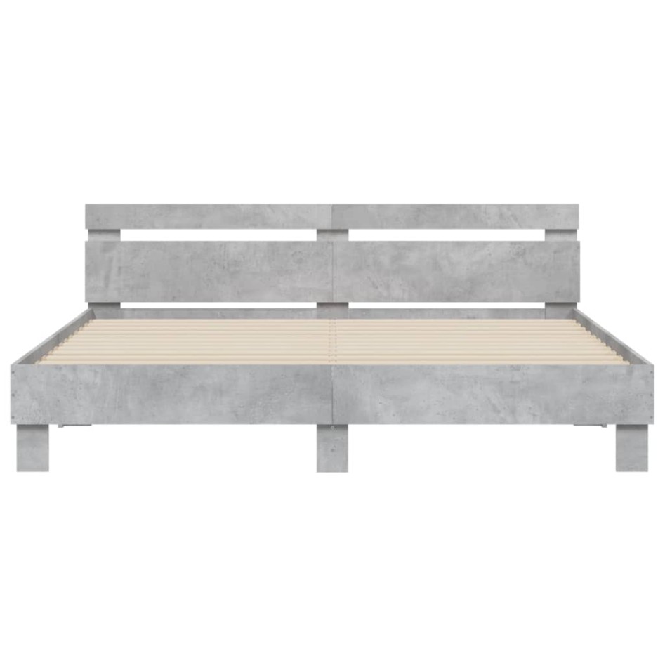 Cama con cabecero madera de ingeniería gris hormigón 180x200