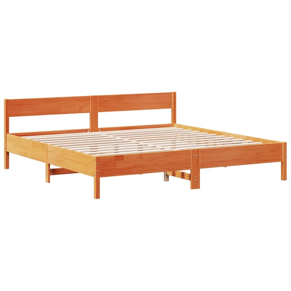 Cama con estantería sin colchón madera maciza marrón
