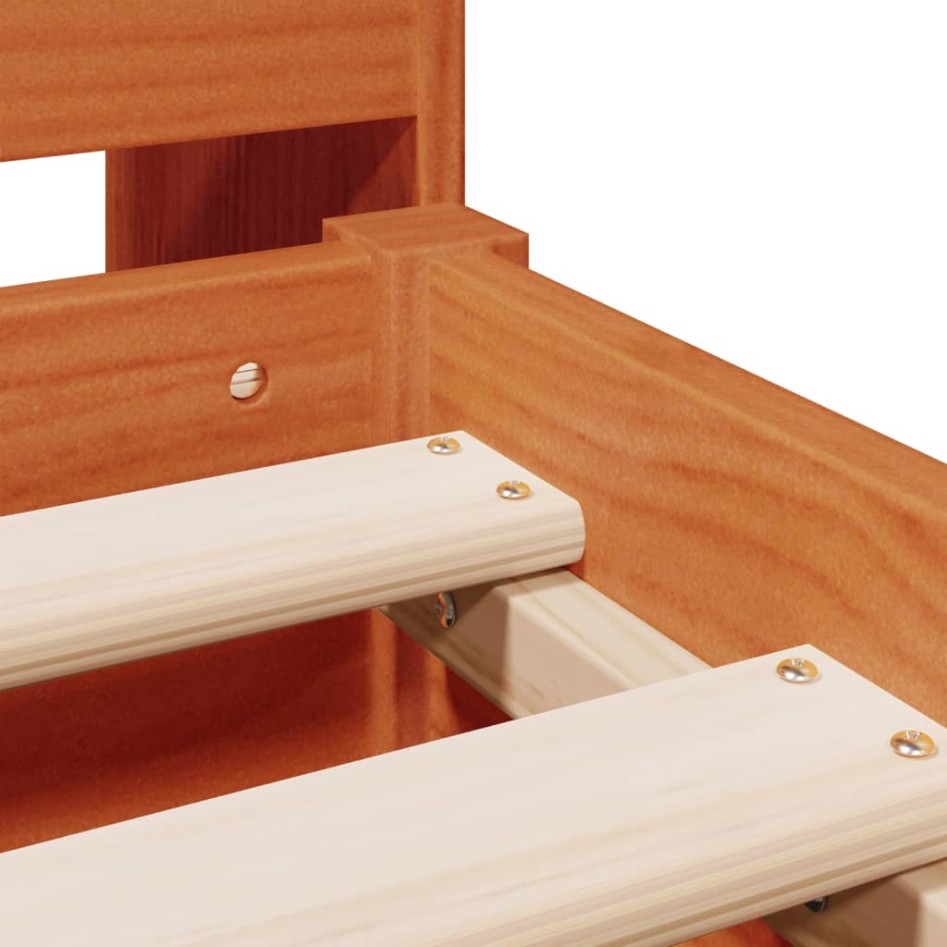 Cama con estantería sin colchón madera maciza marrón