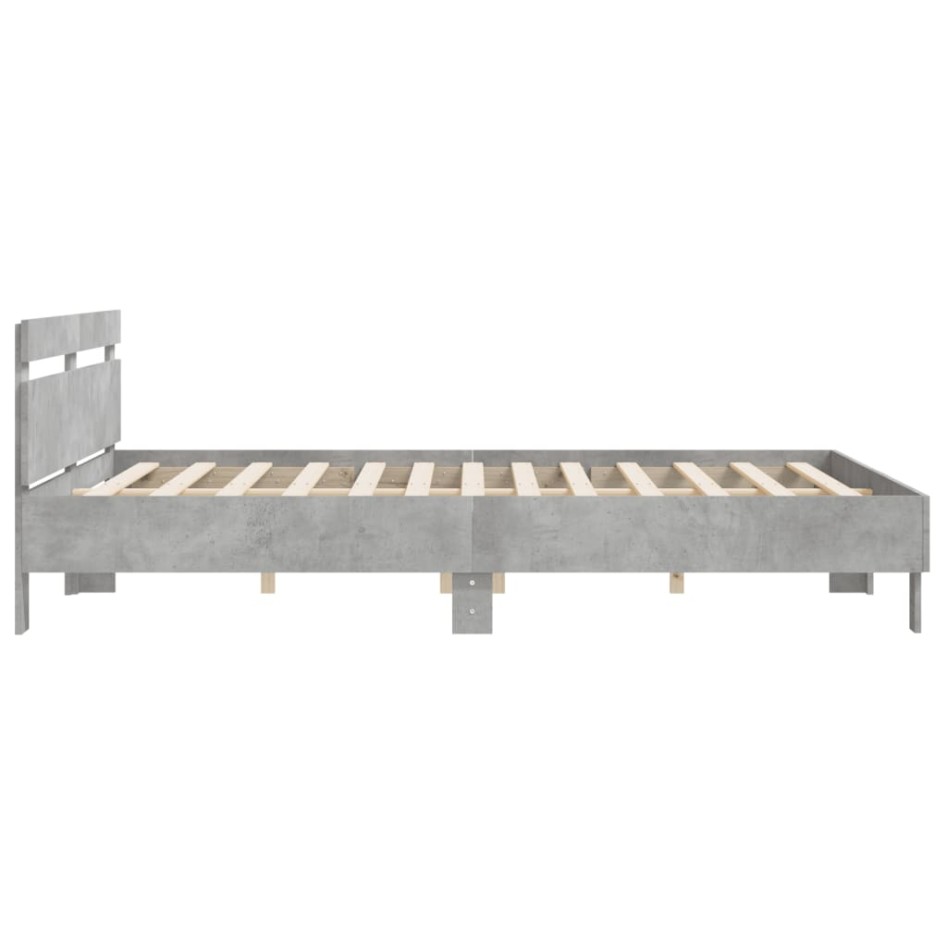 Cama con cabecero madera de ingeniería gris hormigón 180x200