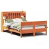 Cama con estantería sin colchón madera maciza marrón 150x200