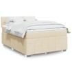 Cama box spring con colchón tela color crema 140x200 cm