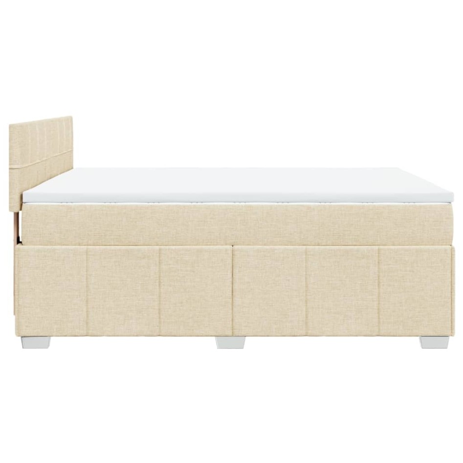 Cama box spring con colchón tela color crema 140x200