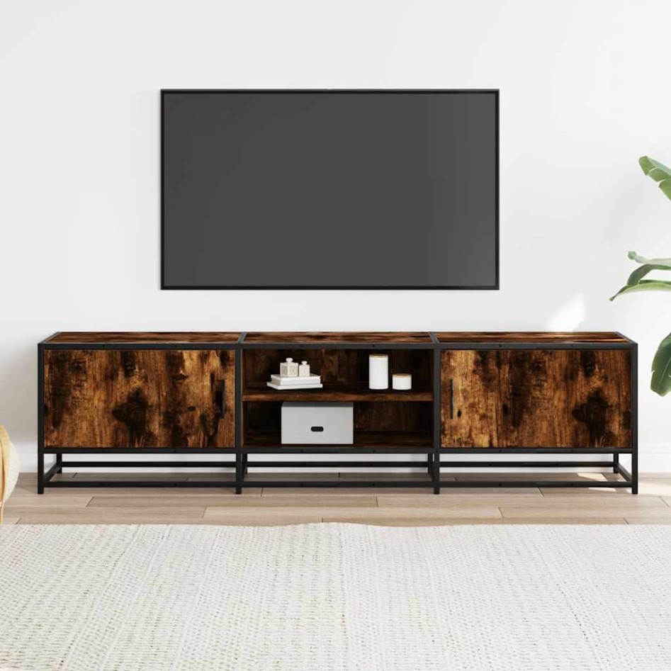Mueble TV metal y madera ingeniería roble humo 160x35x41