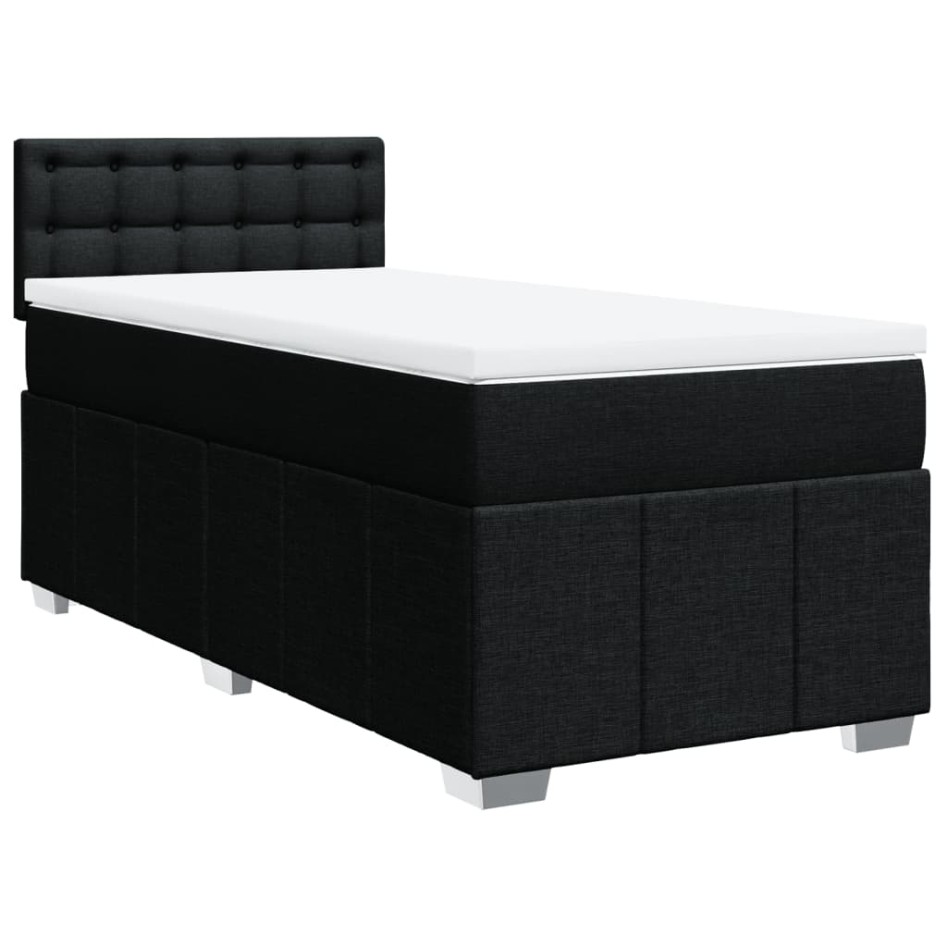 Cama box spring con colchón tela negro 80x200