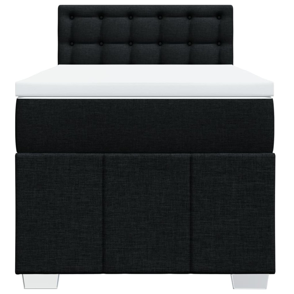 Cama box spring con colchón tela negro 80x200