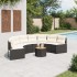 Sofá de jardín semicircular con mesa y cojines ratán PE