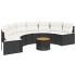 Sofá de jardín semicircular con mesa y cojines ratán PE