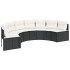 Sofá de jardín semicircular con mesa y cojines ratán PE