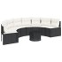 Sofá de jardín semicircular con mesa y cojines ratán PE