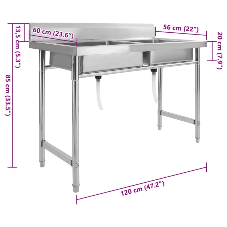 Fregadero de cocina con doble seno acero