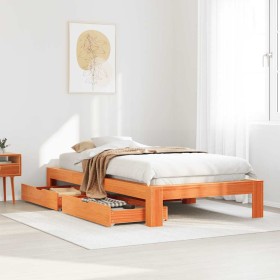 Estructura de cama sin colchón madera de pino marrón 90x200