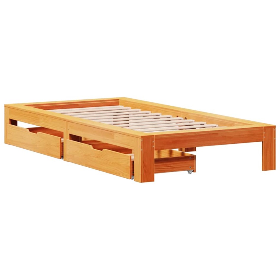 Estructura de cama sin colchón madera maciza marrón 75x190
