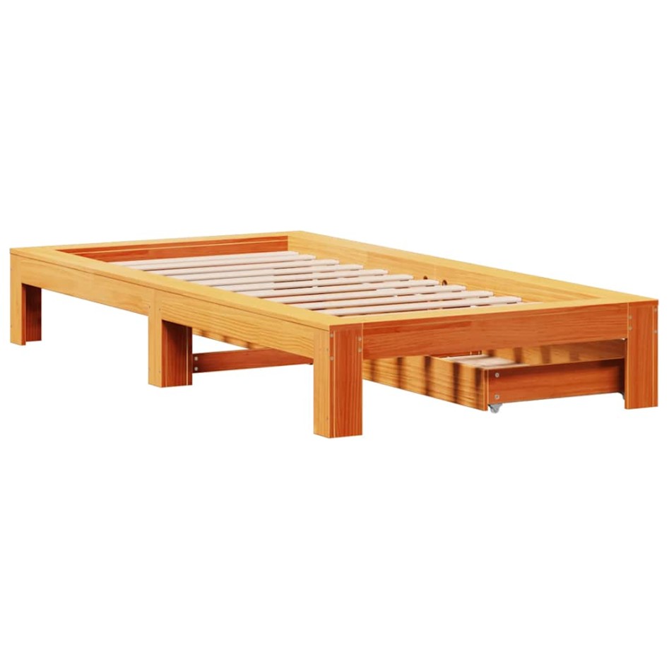 Estructura de cama sin colchón madera maciza marrón 75x190